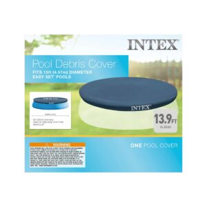 Intex 28026E Easy Set Above Ground Swimming Pool Vinyl Round Cover with Drain Holes and Nylon Tie-Down Ropes, Pool Not Included