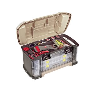 Plano Guide 787 Series Angled StowAway Rack Tackle Box Case System for Fishing Storage with 5 Removable Bait Utility Boxes, Sandstone