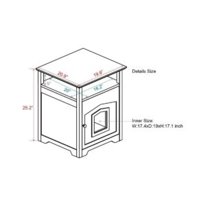 Arf Pets Designer Enclosed Cat Litter Box Furniture House with Table, Cat Washroom Hidden House Enclosure, White