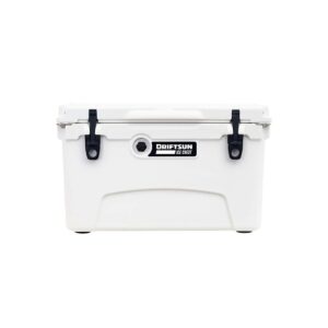 Driftsun Heavy Duty Rotomolded Thermoplastic UV Resistant Portable 45 Quart Insulated Hardside Ice Chest Beverage Cooler, White