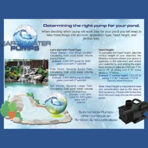 Earthwater Pond EW-1200 Monsoon Asynchronous Series 1200 GPH Outdoor Submersible Pond Fountain Waterfall Garden Water Pump