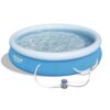 Bestway 57275E Fast Set Up 12ft x 30in Outdoor Inflatable Round Above Ground Swimming Pool Set with 330 GPH Filter Pump, Blue