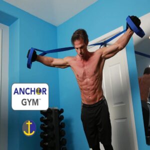 Core Energy Fitness Systems Anchor Gym Full Body Weight Resistance Training Adjustable Equipment Strap with Foam Grips for Home and Gym Workouts, Blue