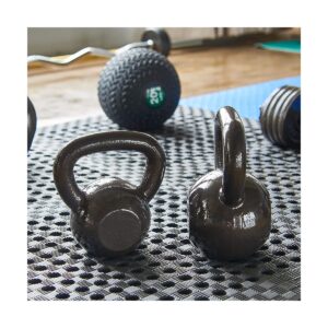 Everyday Essentials 15 Pound Full Body Fitness Exercise Strength Training Free Weight Kettlebell Weight Equipment for Home and Gym Workouts