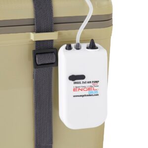Engel 19 Quart Portable Insulated Live Bait Fishing Dry Box 32 Can Hard Airtight Cooler with Water Speed Aerator Pump and Removable Pull Net, Tan
