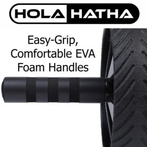 HolaHatha Exercise Fitness Abdominal Core Building Workout Single Non Slip Ab Roller Wheel Equipment w/ Foam Grips for Home Gym, Ab Strength & Toning