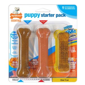 Nylabone Puppy Starter Pack Dog Toy - Brown