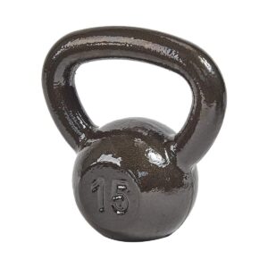 Everyday Essentials 15 Pound Full Body Fitness Exercise Strength Training Free Weight Kettlebell Weight Equipment for Home and Gym Workouts