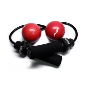 Power Systems Airope Pro Medium Resistance Compact Weighted Rubber Jump Rope Pair with Padded Grip Handles, Red