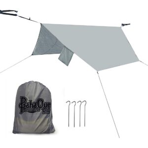 PahaQue Hammock Rain Fly for Double Hammock, Waterproof, Includes Straps, Guy Lines, Stakes, and Carry Bag