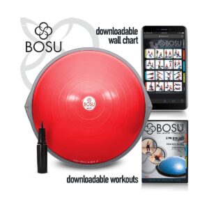 Bosu 72-10850 Home Gym Equipment The Original Balance Trainer 65 cm Diameter, Red and Gray