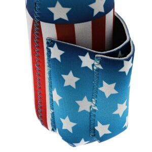 Juvale 2-Pack Patriotic Beer Bottle Cooler Sleeves with Attached Cigarette & Lighter Holder, USA Stars & Stripes Flag Design, Fits 12 oz Bottles