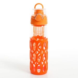 Gibson Home Rainbow Cool 4 Pack 20 Ounce Single Wall Glass Hydration Bottle Set