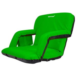 Driftsun Universal Wide Deluxe 25 Inch Width Folding Stadium Reclining Bleacher Seat Chair with Back Support for Sporting Events, Green