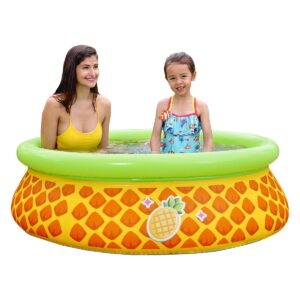 JLeisure Outdoor Blow Up Inflatable 16 Inch Deep Round Above Ground Splash Kiddie Swimming Wading Pool for Babies and Toddlers, Pineapple Print