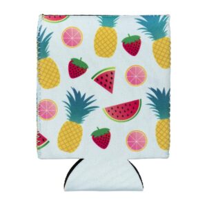 12-Pack Summer Parties Can Cooler Sleeves, 12 oz Insulated Beer Koozies Neoprene Holder, 4 Assorted Designs: Flamingo, Fruit, Toucan & Ice-cream