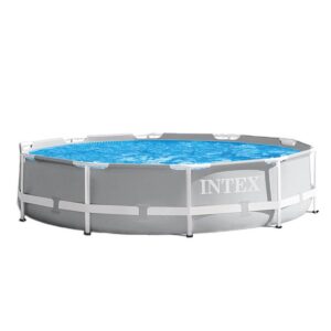 Intex 26701EH 10ft x 30in Prism Metal Frame Outdoor Above Ground Swimming Pool Set with 330 GPH Filter Pump and Easy Set-Up, fits up to 4 People