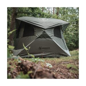 Gazelle GT400GR T4 Family 4 Person Capacity Portable Instant Pop Up Outdoor Shelter Camping Hub Tent with 2 Doors and 6 Windows, Green