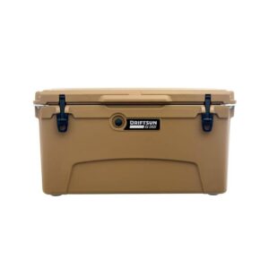 Driftsun Heavy Duty Rotomolded Thermoplastic UV Resistant Portable 75 Quart Insulated Hardside Ice Chest Beverage Cooler, Tan