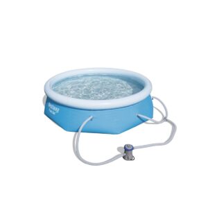 Bestway 57267E Fast Set Up 8ft x 26in Outdoor Inflatable Round Above Ground Swimming Pool with 330 GPH Filter Pump, Blue