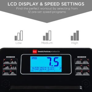 Best Choice Products Folding Treadmill with Manual Incline Fitness Workout Exercise Running Machine w/ Speakers - Black