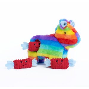ZippyPaws - Zippy Burrow Interactive Squeaky Hide and Seek Plush Dog Toy - Donkey with Candy, Multicolored