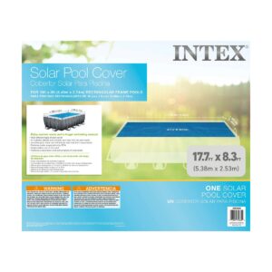 Intex 29026E 9 x 18 Foot Rectangular Solar Frame Set Swimming Pool Cover with Carrying Bag and Drain Holes, (Pool Cover Only)