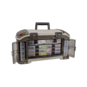 Plano Guide 787 Series Angled StowAway Rack Tackle Box Case System for Fishing Storage with 5 Removable Bait Utility Boxes, Sandstone
