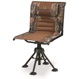 Bolderton Portable Folding Steel-Frame 360-Degree Silent Swivel Hunting/Camping Chair with Comfortable Padding, Mossy Oak Camouflage