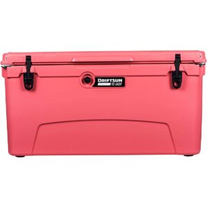 Driftsun Heavy Duty Rotomolded Thermoplastic UV Resistant Portable Commercial Grade 110 Quart Insulated Hard Ice Chest Beverage Cooler, Coral