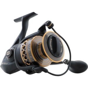 Penn BTLII8000102H Battle II HT100 Saltwater Spinning Fishing Reel and 10 Foot Aluminum Oxide Rod Combo, Bloack
