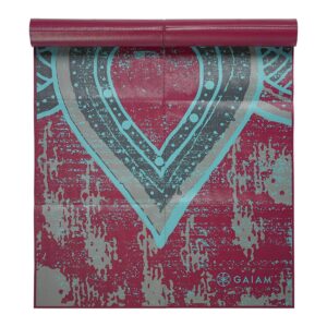 Gaiam Printed Foldable Yoga Mat - Maroon (2mm)