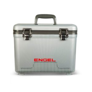 Engel 13 Quart Compact Durable Ultimate Leak Proof Outdoor Dry Box Cooler in Silver with Stain and Odor-Resistant Surface for 18 Cans or 12 lbs of Ice