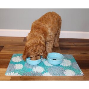 Drymate Dog and Cat Feeding Placemat - Blossoms Gray & White