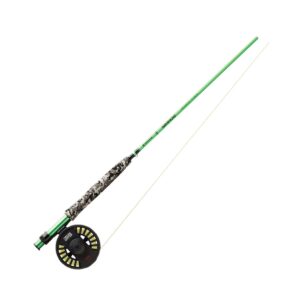 Redington 580-4 MINNOW Kids Youth Lightweight Short 8 Foot 4 Piece 5 Line Weight Fly Fishing Rod and Reel Combo, Green Camo