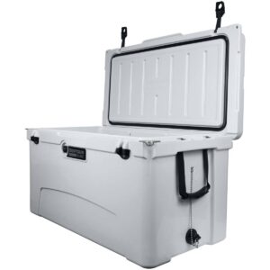 Driftsun Heavy Duty Rotomolded Thermoplastic UV Resistant Portable Commercial Grade 110 Quart Insulated Hard Ice Chest Beverage Cooler, Grey