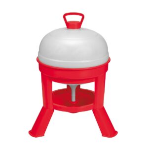 Little Giant DOMEWTR8 5 Gallon Tank Heavy Duty Plastic Dome Poultry Gravity Waterer Feeder for Chickens and Ducks or Other Birds with 3 Legs, Red