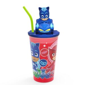 PJ Masks Catboy 15oz Plastic Cup With Lid And Straw Red/Blue - Zak Designs