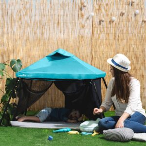 Babymoov Naos Anti-UV Protection Mesh Canopy Privacy Cover Attachment for Naos Portable Travel Cot, Shade Indoor and Outdoor Use, Blue (Canopy Only)