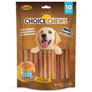 Cadet Choice Chews Peanut Butter Rolls Dog Treats - 10ct