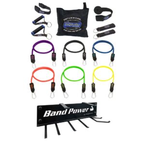 Bodylastics Max Tension XT 15 Piece Full Body Exercise Equipment Set with Weight Resistance Bands, Handles, Anchors, and Steel Wall 8 Prong Rack