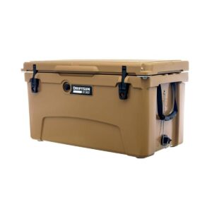 Driftsun Heavy Duty Rotomolded Thermoplastic UV Resistant Portable 75 Quart Insulated Hardside Ice Chest Beverage Cooler, Tan