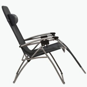 Kamp-Rite KAMPAC079 Outdoor Furniture Camping Beach Patio Sports Anti Gravity Folding Reclining Chair, Gray