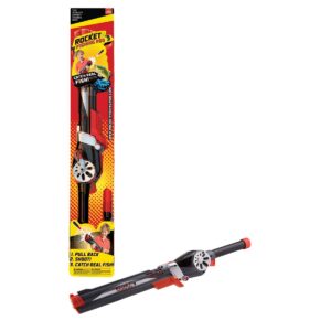 Goliath Kids Rocket Fishing Pole Rod and Reel with Safety Bobber Bundle and Goliath Durable Plastic Rocket Fishing Rod Bait Bucket with Breathing Lid