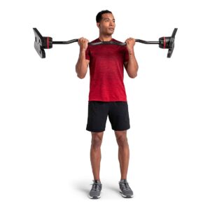 Bowflex SelectTech Adjustable Full Body Strength System Barbell and Curl Bar Bundle with Full Body Strength System Barbell Stand and Media Rack