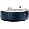 Intex 28409E PureSpa 6 Person Home Inflatable Portable Heated Round Hot Tub Spa 85 x 28 Inch with Soft Foam Headrest, and Cup Holder/Drink Tray