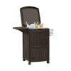 Suncast DCCW3200 Cooler Station 77 Quart 72 Can Resin Mobile Beverage Cart, Java