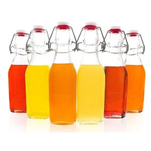 6 Swing Top Glass Bottles w/ Cleaning Brush For Kombucha Beer Brewing Clear 8 oz