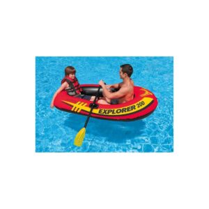 Intex Explorer 200 Inflatable 2 Person River Boat Raft Set with 2 Oars & Pump