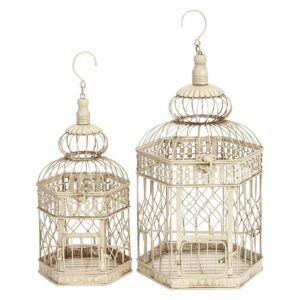 21"H Iron Bird House - Ivory - Olivia & May